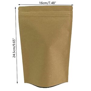 250g 8oz Kraft Stand Up Pouches,Zip Lock Stand Up Bags,Kraft Paper Stand up Zipper Pouches Coffee Bags Coffee Pouches with Valve Reusable (Pack of25)