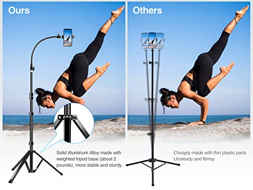 Elitehood 81" Tall Tripod for iPhone, Flexible Phone Tripod with 17in Adjustable Gooseneck, Cell Phone Tripod Stand with Remote Compatible with iPhone 13 Pro Max / 13 Pro / 12 Pro Max, Android Phone