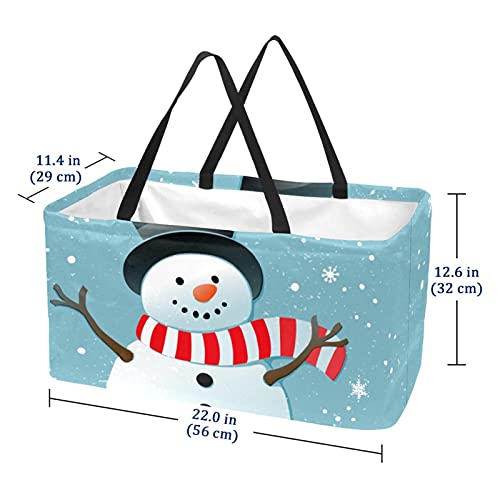 LORVIES Large Rectangular Baskets for Storage, Christmas Snowman Snowflakes Closet Storage Bins Organizing Baskets