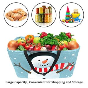 LORVIES Large Rectangular Baskets for Storage, Christmas Snowman Snowflakes Closet Storage Bins Organizing Baskets