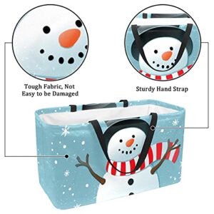 LORVIES Large Rectangular Baskets for Storage, Christmas Snowman Snowflakes Closet Storage Bins Organizing Baskets