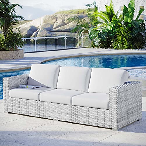 Modway EEI-4305-LGR-WHI Sofa, Light Gray White, 35 x 88 x 33