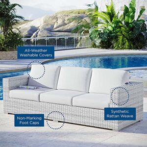 Modway EEI-4305-LGR-WHI Sofa, Light Gray White, 35 x 88 x 33