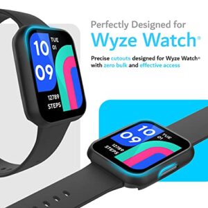 TUDIA Easy Snap On Tempered Glass Compatible for Wyze Smart Watch 47mm, Full Coverage Tough PC Case with Screen Protector Bubble-Free Anti Fingerprint HD Protective Case Cover