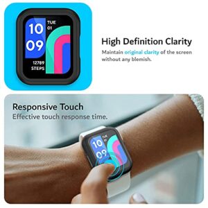 TUDIA Easy Snap On Tempered Glass Compatible for Wyze Smart Watch 47mm, Full Coverage Tough PC Case with Screen Protector Bubble-Free Anti Fingerprint HD Protective Case Cover