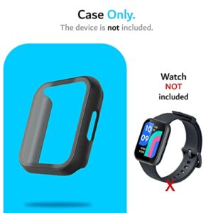 TUDIA Easy Snap On Tempered Glass Compatible for Wyze Smart Watch 47mm, Full Coverage Tough PC Case with Screen Protector Bubble-Free Anti Fingerprint HD Protective Case Cover
