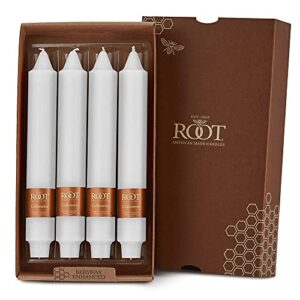 root candles unscented smooth collenette 9-inch dinner candles, box of 4, white