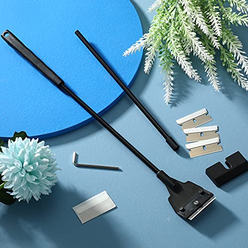 Aquarium Algae Scraper Cleaner Tool Kit with 5 Stainless Steel Blades Fish Tank Scraper Long Handheld Aquarium Cleaning Tool Remove Thick Residue for Fish Reef Plant Glass Tank, 21.65 Inch