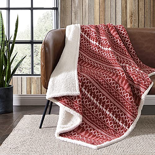 Eddie Bauer - Throw Blanket, Reversible Sherpa Bedding, Warm & Lightweight Home Decor for Colder Months (Alpine Fair Isle, Throw)