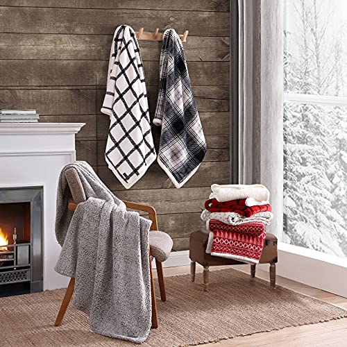 Eddie Bauer - Throw Blanket, Reversible Sherpa Bedding, Warm & Lightweight Home Decor for Colder Months (Alpine Fair Isle, Throw)