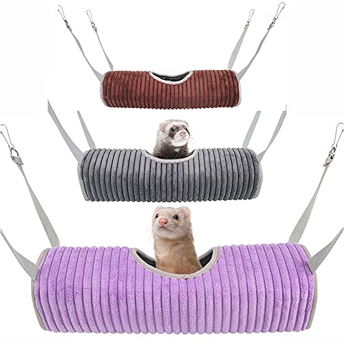 3 Pack Ferret Hanging Tunnel Hammock Warm Swinging Bed for Ferret Guinea Pig Sugar Glider Rats Squirrel Small Animal Hideout Tube Toys Cage Accessories (3 Pack)