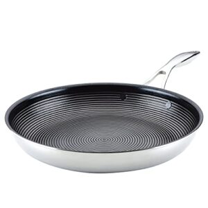 circulon clad stainless steel frying pan/skillet with hybrid steelshield and nonstick technology, 12.5 inch - silver