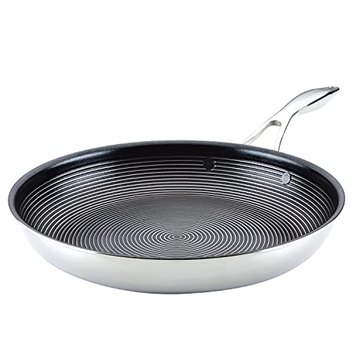 Circulon Clad Stainless Steel Frying Pan/Skillet with Hybrid SteelShield and Nonstick Technology, 12.5 Inch - Silver