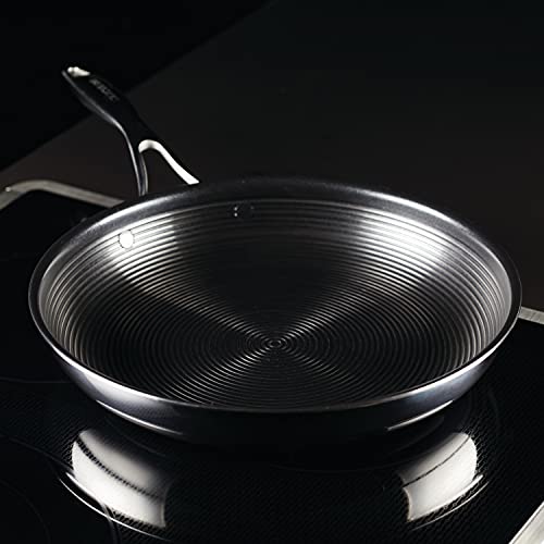 Circulon Clad Stainless Steel Frying Pan/Skillet with Hybrid SteelShield and Nonstick Technology, 12.5 Inch - Silver