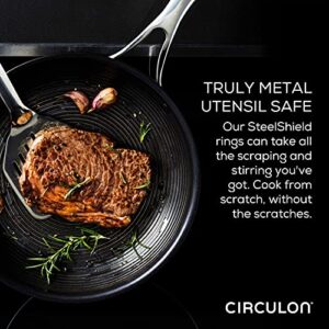 Circulon Clad Stainless Steel Frying Pan/Skillet with Hybrid SteelShield and Nonstick Technology, 12.5 Inch - Silver