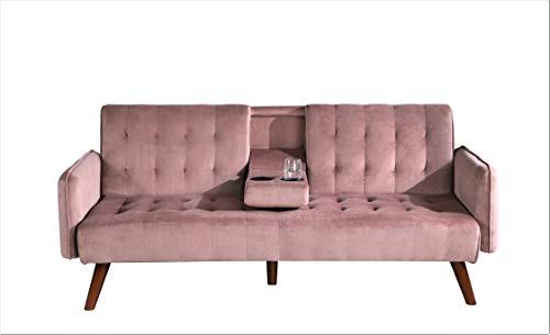 US Pride Furniture Charming Convertible Sofa Sofabed, Rose