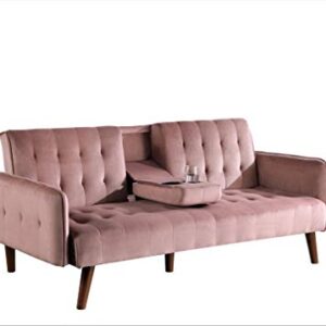 US Pride Furniture Charming Convertible Sofa Sofabed, Rose