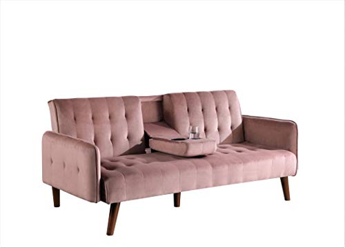 US Pride Furniture Charming Convertible Sofa Sofabed, Rose