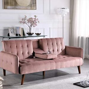US Pride Furniture Charming Convertible Sofa Sofabed, Rose
