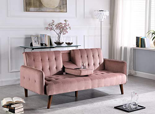 US Pride Furniture Charming Convertible Sofa Sofabed, Rose