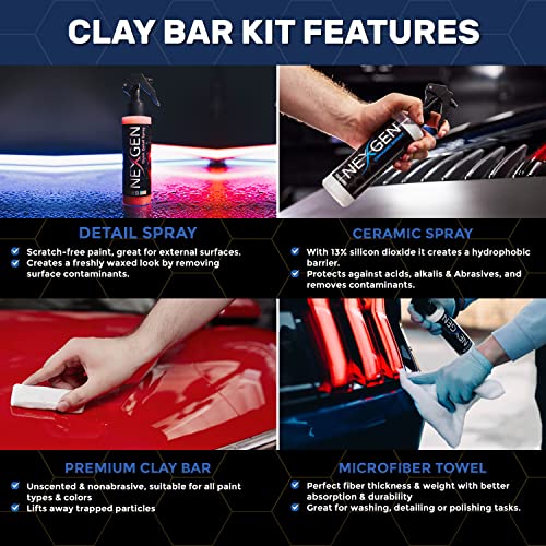 Nexgen Premium Clay Bar Kit — Complete Car Cleaning Kit — 5 Piece Professional-Grade Clay Bars Auto Detailing Wax Kit for Cars, RVs, Motorcycles, Boats, and ATVs