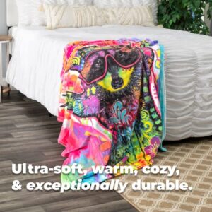 Dawhud Direct Colorful Racoon Fleece Blanket for Bed 50" x 60" Dean Russo Raccoon Fleece Throw Blanket for Women, Men and Kids Super Soft Plush Racoon Blanket Throw Plush Blanket for Racoon Lovers