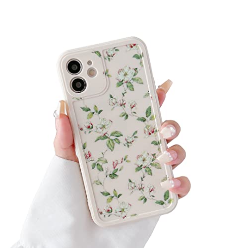 ZTOFERA Compatible with iPhone 11 Case for Girls Women, Floral Flower Pattern Design Silicone Case, Slim Shockproof TPU Protective Bumper Case Cover for iPhone 11 (6.1"), Beige