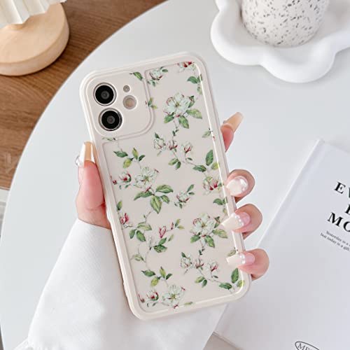 ZTOFERA Compatible with iPhone 11 Case for Girls Women, Floral Flower Pattern Design Silicone Case, Slim Shockproof TPU Protective Bumper Case Cover for iPhone 11 (6.1"), Beige