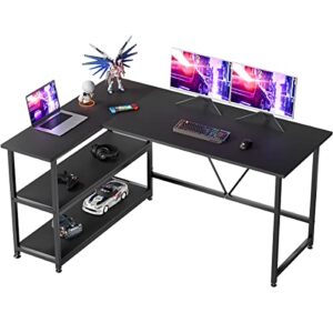 GreenForest Small L Shaped Desk 51x35.4 inch Reversible Corner Gaming Computer Desk and Wooden File Cabinet 2 Drawer Lateral Filing Cabinet with Lock