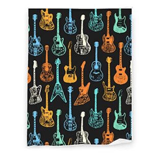 Guitar Soft Throw Blanket All Season Microplush Warm Blankets Lightweight Tufted Fuzzy Flannel Fleece Throws Blanket for Bed Sofa Couch