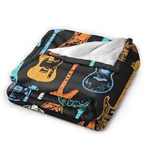 Guitar Soft Throw Blanket All Season Microplush Warm Blankets Lightweight Tufted Fuzzy Flannel Fleece Throws Blanket for Bed Sofa Couch