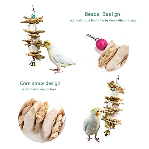 kathson Wood Bird Perch Parrot Stand Platform Branches Parakeet Swing Chew Toys Natural Paw Grinding Stick Cage Accessories for Cockatiels Budgie Conure Finches Lovebirds 8PCS