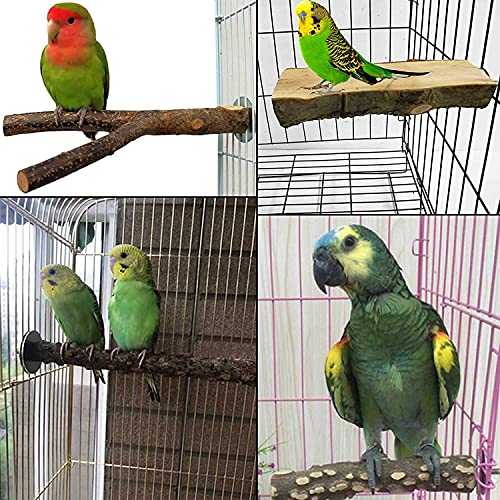 kathson Wood Bird Perch Parrot Stand Platform Branches Parakeet Swing Chew Toys Natural Paw Grinding Stick Cage Accessories for Cockatiels Budgie Conure Finches Lovebirds 8PCS