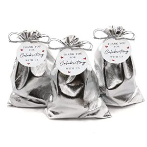 beavoing pack of 50 5"x 7" heavy duty silver drawstring organza jewelry pouches wedding party christmas favor gift candy chocolate bags(silver, 5"x 7")