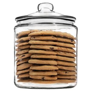 1 gallon glass cookie jar - large food storage container with airtight lid - keep fresh flour, chewy pet treats, candy, dried foods, detergent pods for your kitchen or laundry room- pack of 1