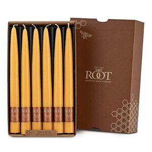 root candles unscented hand dipped taper candles, 9-inch box of 12, butterscotch