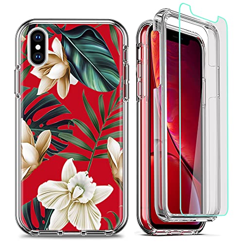 FIRMGE for iPhone Xs Max Case 6.5 Inch, with [2 x Tempered Glass Screen Protector] 360 Full-Body Coverage Military Grade Heavy Duty [Shockproof] [Scratch-Resistant] Phone Protective Cover- LK003