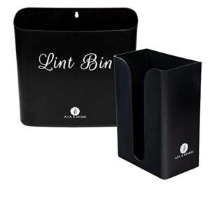 a.j.a. & more lint holder bin and dryer sheet dispenser magnetic for laundry room organization (matte black)