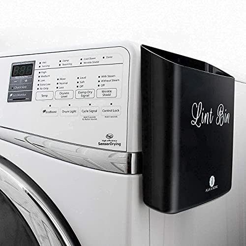 A.J.A. & MORE Lint Holder Bin and Dryer Sheet Dispenser Magnetic for Laundry Room Organization (Matte Black)