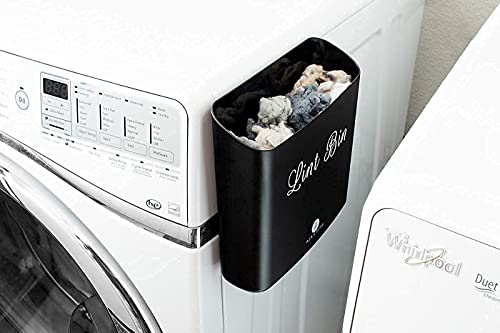 A.J.A. & MORE Lint Holder Bin and Dryer Sheet Dispenser Magnetic for Laundry Room Organization (Matte Black)