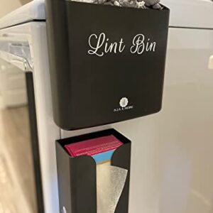 A.J.A. & MORE Lint Holder Bin and Dryer Sheet Dispenser Magnetic for Laundry Room Organization (Matte Black)