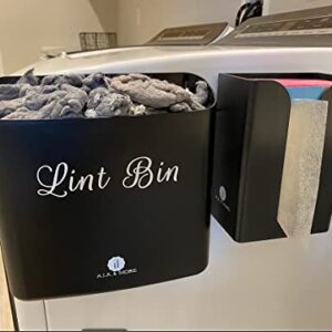 A.J.A. & MORE Lint Holder Bin and Dryer Sheet Dispenser Magnetic for Laundry Room Organization (Matte Black)