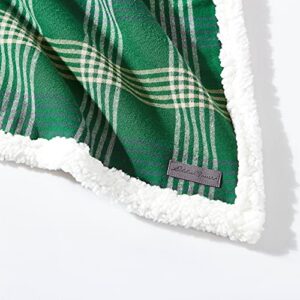 Eddie Bauer - Throw Blanket, Cotton Flannel Home Decor, All Season Reversible Sherpa Bedding (Union Bay Green, Throw)