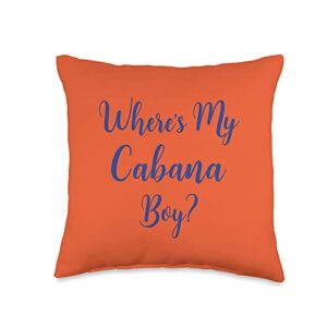 beach patio accessories where's my cabana boy throw pillow, 16x16, multicolor