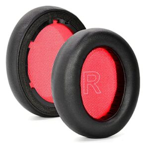 defean life q10 earpads replacement ear cushion cover ear pads cushion compatible with anker soundcore life q10 / q10 bluetooth headset, softer leather,high-density noise cancelling foam (black-red)