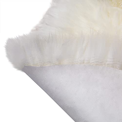 MH MYLUNE HOME Genuine Sheepskin Rug, New Zealand Sheepskin Throw Luxury, Sheepskin Carpet Natural, Real Sheepskin Seat/Chair Cover Soft, Sheepskin Runner for Bedroom/Living Room,2X6 Ivory White