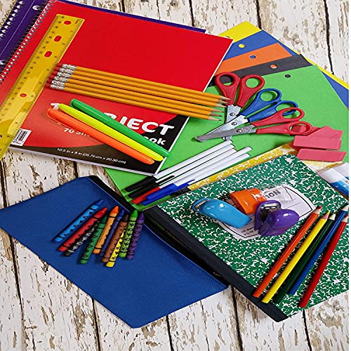 60 Piece School Supplies Kit for Kids (K-12) School Supply Bundle Includes Notebooks, Folders, White Board, and More