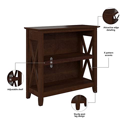 Bush Furniture Key West Small 2 Bookcase in Bing Cherry