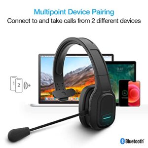 Naztech Wireless Bluetooth Headset with Microphone, NXT-700 Pro Noise Cancelling Home/Office Headset, 32Hr Talk Time, Hands Free for Laptops, Online Class, Call Center, Zoom/Google Meet & More [15504]