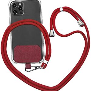 Universal Phone Lanyard with Adjustable Nylon Neck Strap, Crossbody Nylon Patch Phone Lanyards (Red)